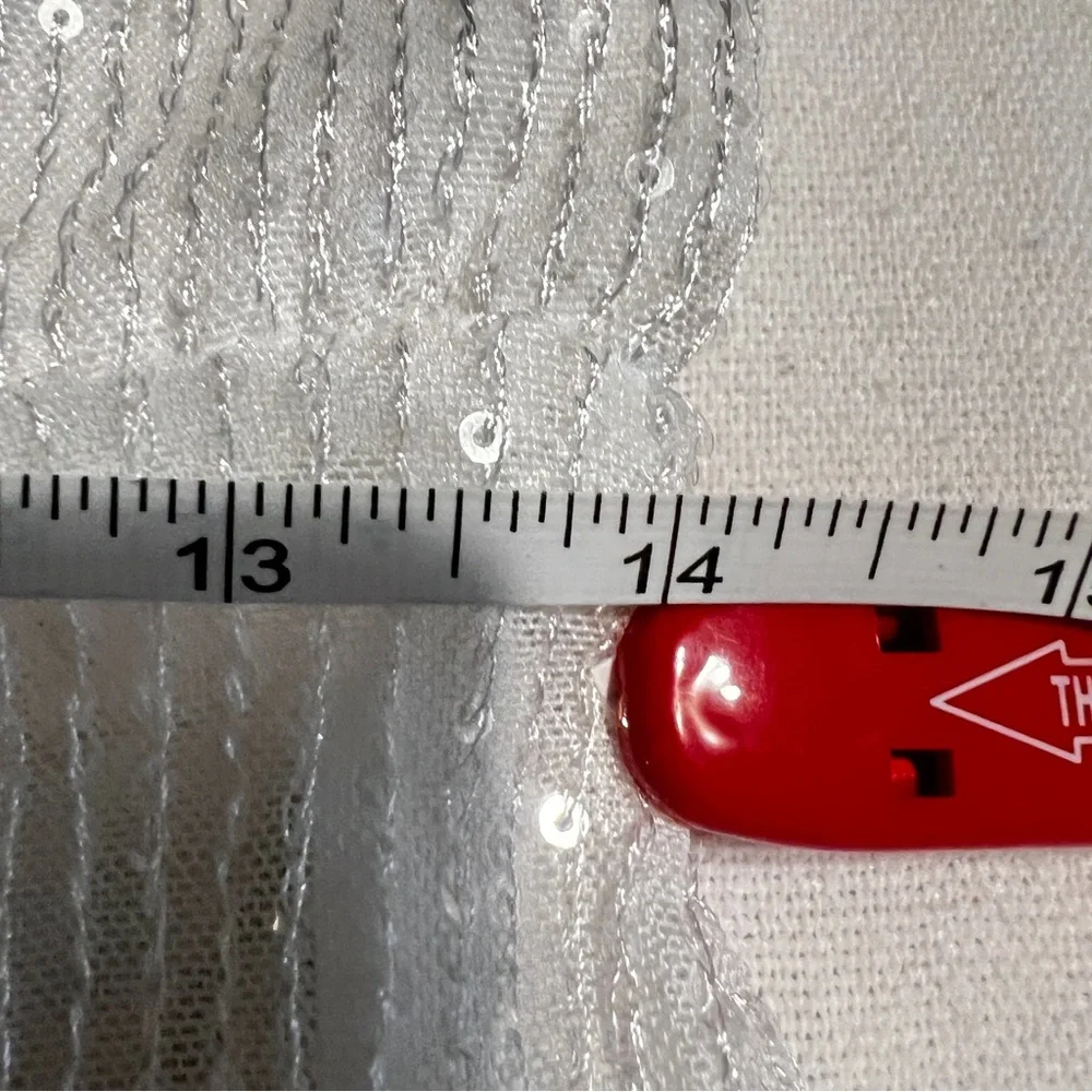 Mac Duggal Ieena White Sequined Faux Wrap Long Sleeve Gown Size 4 - Picture 16 of 16